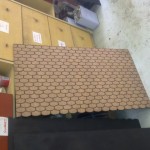 plywood laser marked to simulate roof tiles