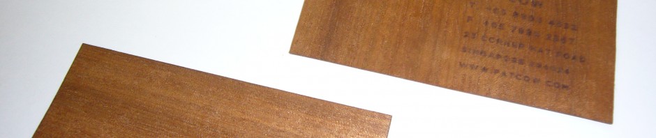 Different materials tested for wooden namecards (Designed by foreignpolicydesign)